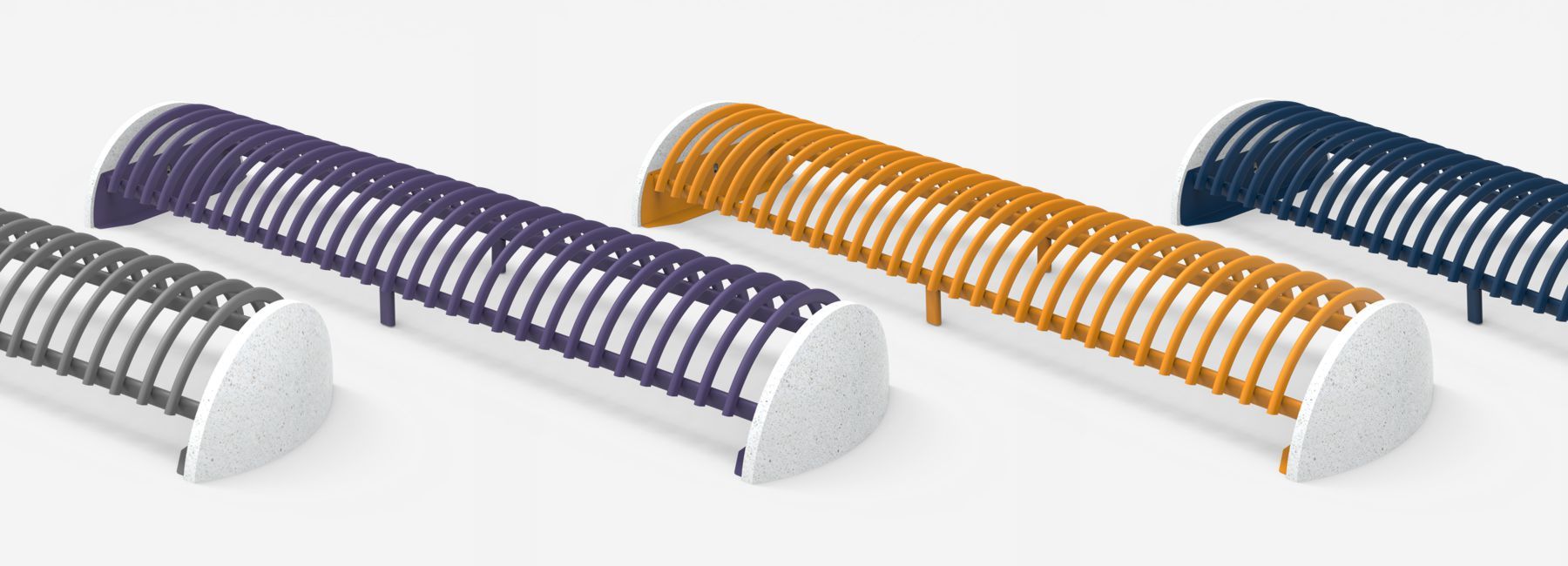 Parking à vélos droit Riccio - acier galvanisé thermolaqué avec piètements en béton ou sur platine - City design_2