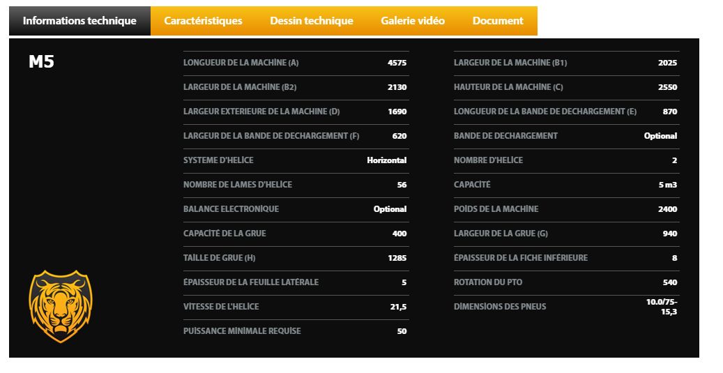 M5 - Mélangeuse agricole Yuksel Tarim - capacité 5 m3 avec hélice résistante et bande d'alimentation_2