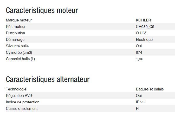 Technic 10000 A AVR C5 - Groupe électrogène Kohler - Monophasé - 10,30 kW - 230V - 50 Hz_2