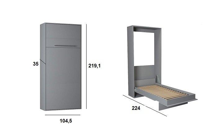 Armoire lit escamotable Kompact - ouverture assistée - coloris gris mat - couchage 90x200 cm - ultra plate pour gain de place_2
