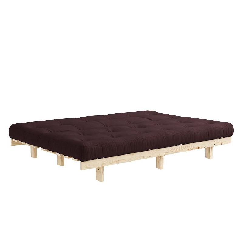 Banquette convertible futon LEAN PIN marron - Couchage 130x190 cm - Structure en pin massif_2