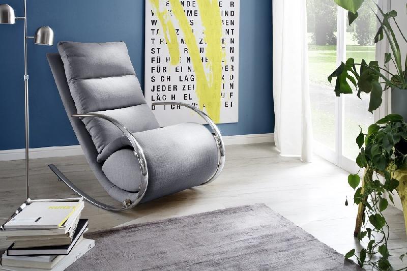 Fauteuil relax YANIS - tissu gris avec pouf indépendant et structure métal_2