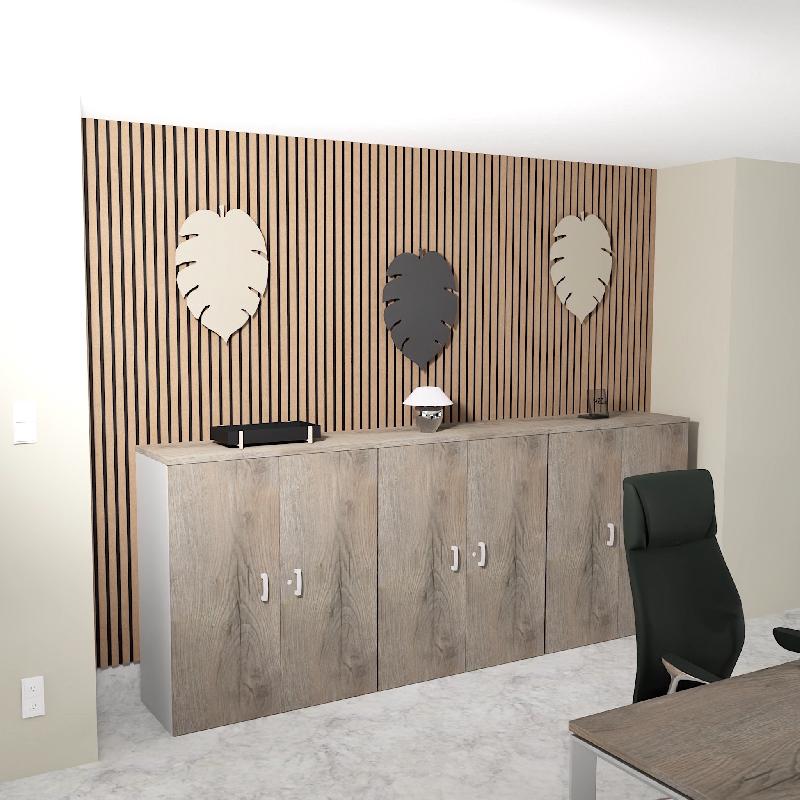 Armoire moyenne à portes battantes Haut. 121 cm - Mobel Linea - 80, Chêne grisé_2