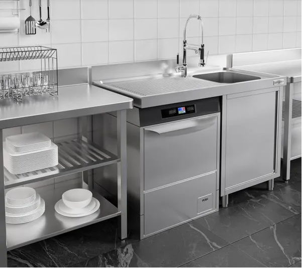 Plonge avec passage lave-vaisselle 140 x 60cm et placard - cuve à droite l50 x p40 x h25 cm_2