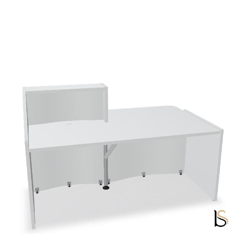Banque d'accueil compacte WAVE avec plateau bas - MDD - 157, Droite, Beige mat_2