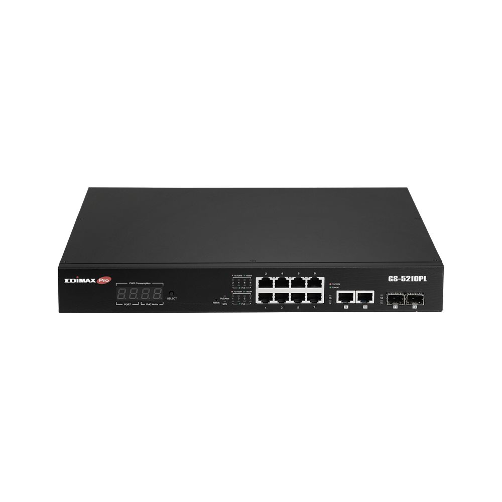 Commutateurs - switch Edimax GS-5210PL - 12 ports Gigabit RJ45, 2 ports SFP, PoE+ longue portée_2