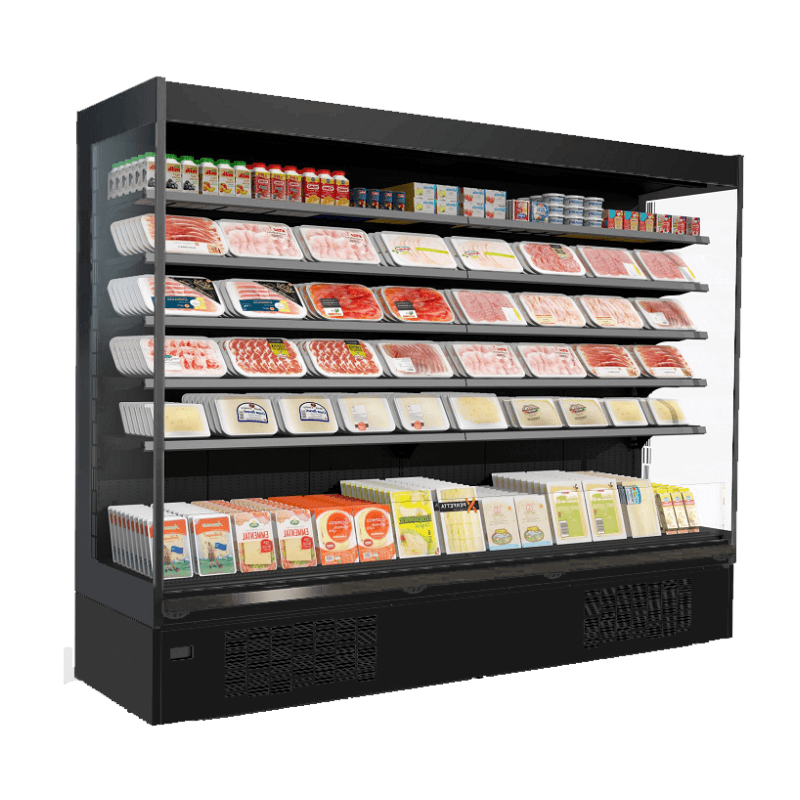 Vitrine réfrigérée murale PENCIL MODULAR NOIRE - 5 niveaux, 0°C à +2°C, sans porte_2