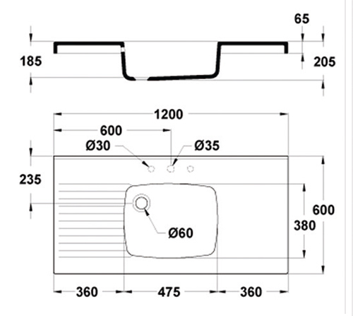 Évier 1 cuve avec 2 égouttoirs - 1200 x 600 x 900 mm - Réf ECEXX-2 - BIOLAB_2