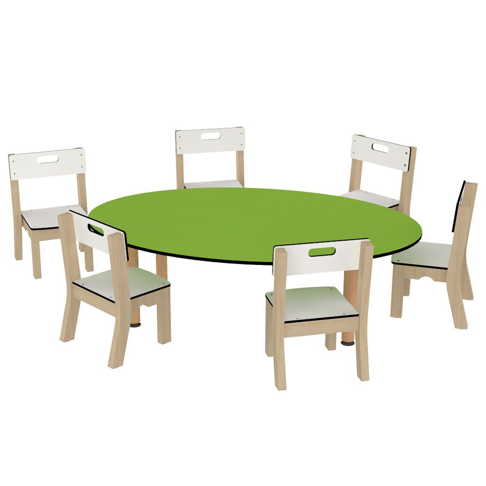 Table ovale pour enfant - Piètement hêtre massif - Plateau stratifié compact - Taille T00 à T2 - Réf. TA. OV_1