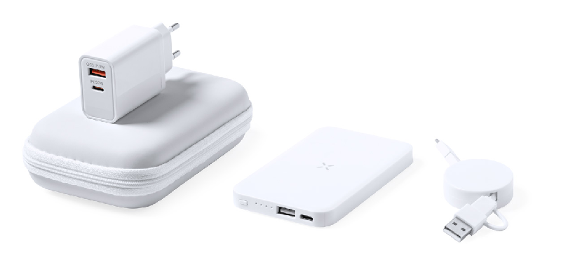 Set chargeur USB - Étui similicuir zippé avec Powerbank 4000 mAh et chargeur sans fil intégré_2