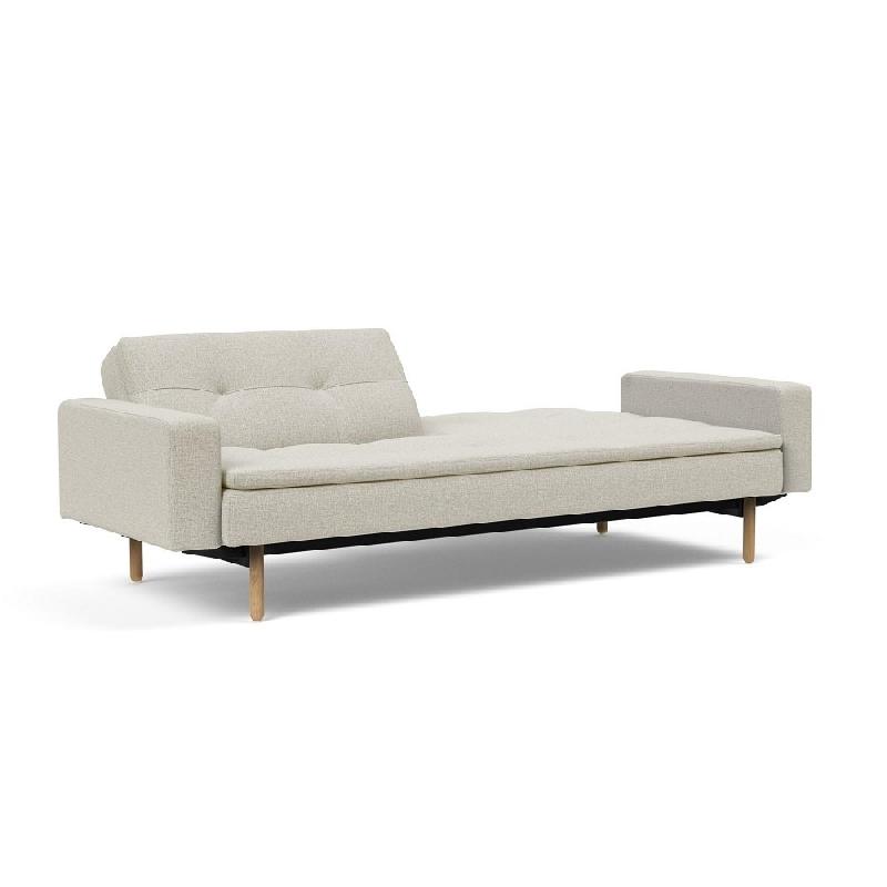 Canapé design Dublexo Stem avec accoudoirs - Convertible lit 115x210 cm - Pieds chêne - Tissu Mixed Dance Natural_2