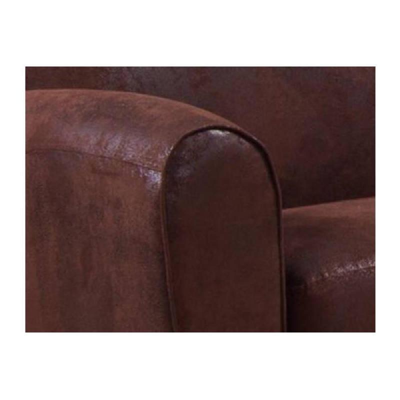 Fauteuil Club Buffalo en microfibre vintage marron - style rétro et confort exceptionnel_2