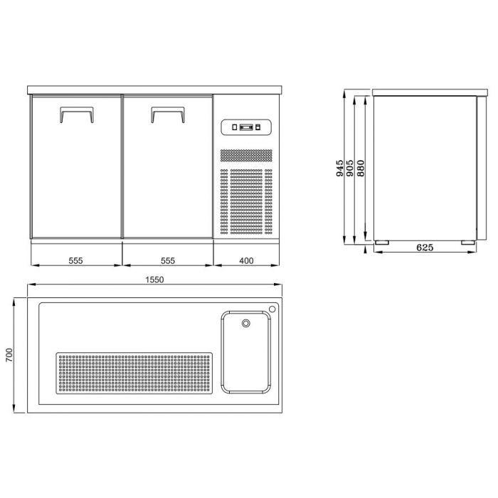 Refroidisseur de bière 2 portes 1r l1550mm 7489.5310 COMBISTEEL_2