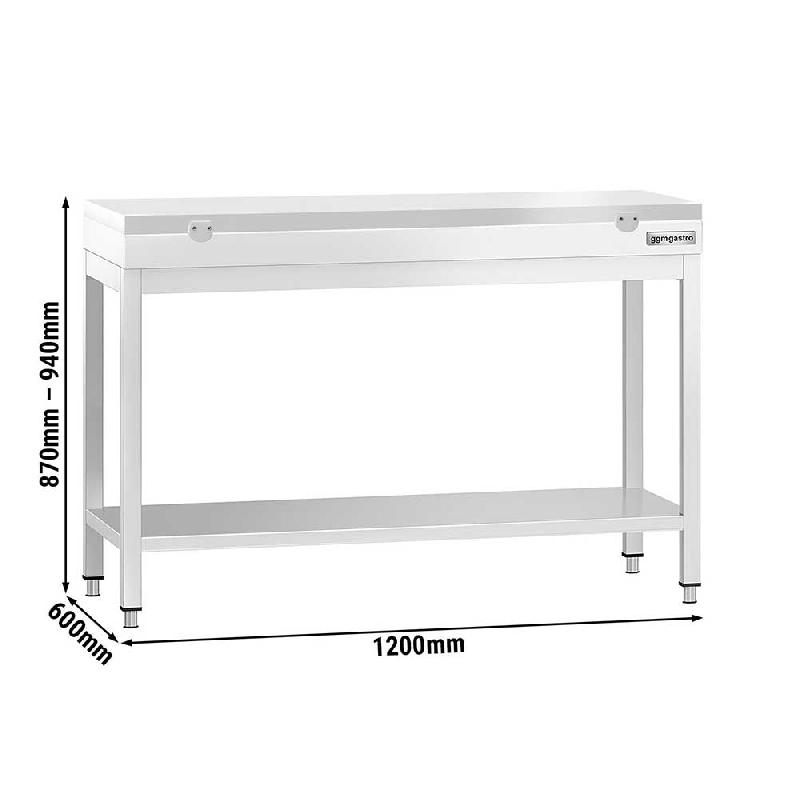 Table inox de découpe avec plan blanc - Profondeur 600 mm | Ggm - 1200_2