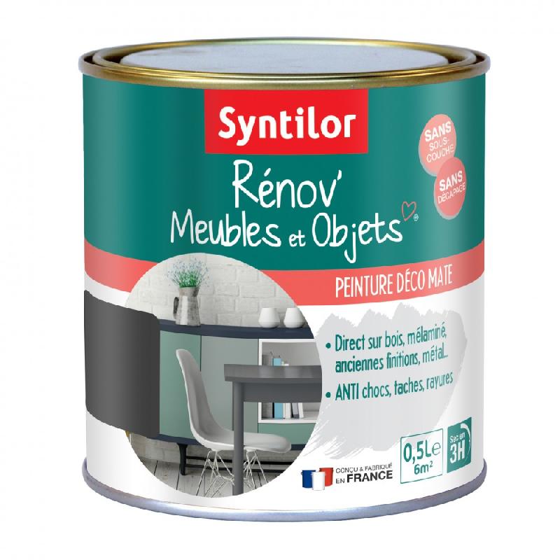 Peinture meuble et boiserie rénov' SYNTILOR - noir mat 0.5 l - anti chocs, taches, rayures_2