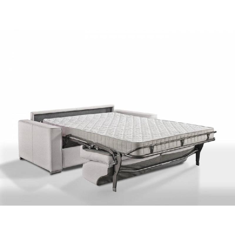 Canapé convertible 3 places Excellence - 140 cm - Sommier à lattes - Matelas mémoire de forme 18 cm inclus - Velours gris silver_2