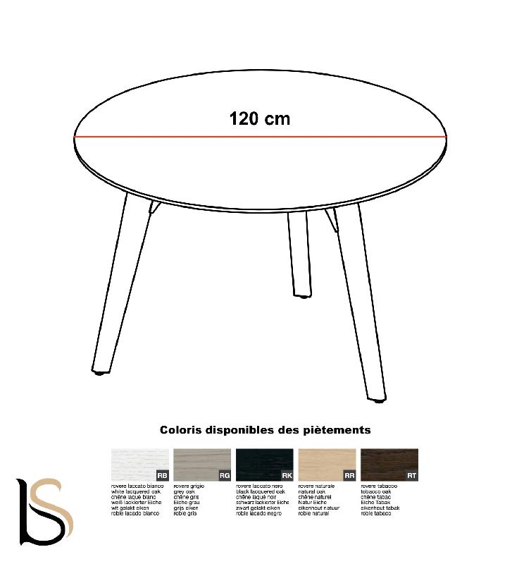 Table de réunion ronde Rail en bois- Bralco - 120, Chêne blanc_2