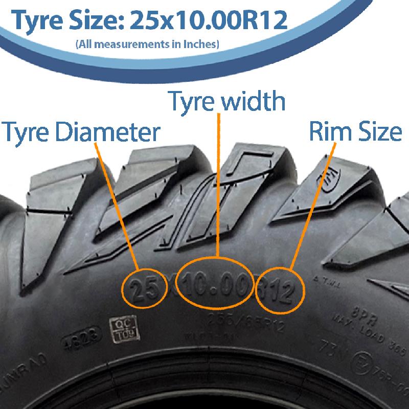 25x10.00-12 ATV 255/65R12 Tyre 8ply WL03 OBOR Antelope 73N Road Legal (Set of 2)_2