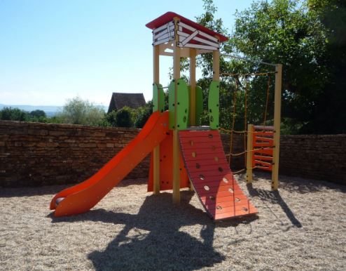 3723 - Ma Cabane, structure pour aire de jeux - Transalp - 1 tour filet avec toboggan, pont levis et mur d'escalade_2