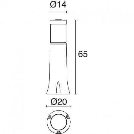 Borne Mirco IP65 E27 23W Noir - Hauteur 650 mm - IK07 - Polypropylène homopolymère avec diffuseur transparent ou opale_2