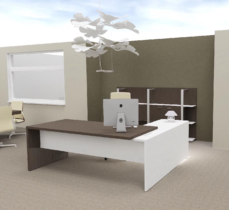 Bureau d'angle T45 avec caisson - Quadrifoglio. - 220, Gauche, Eucalyptus 53_3