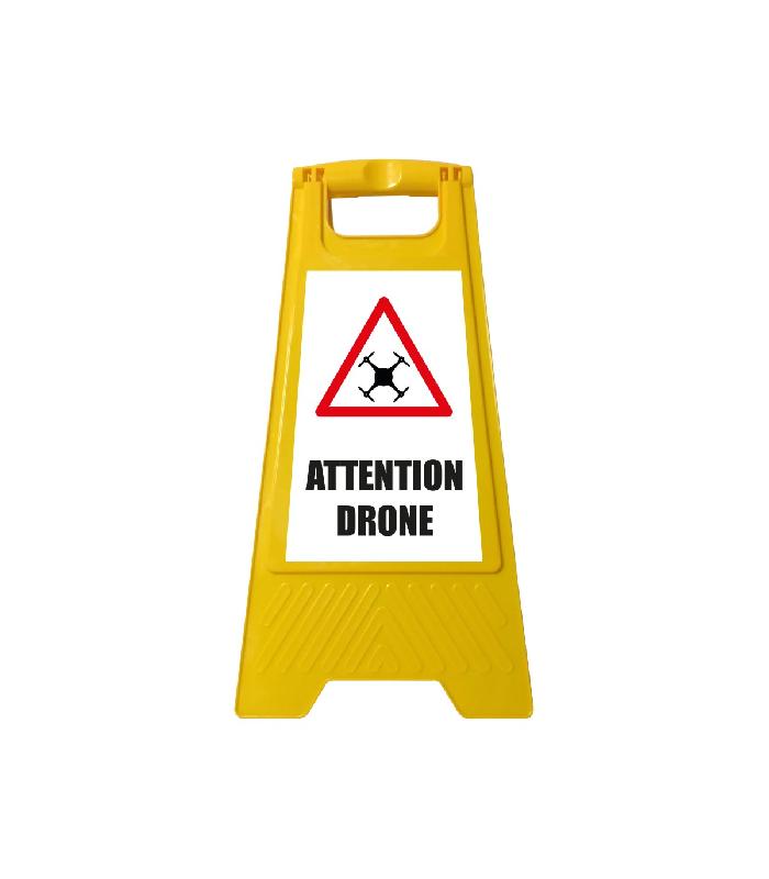 Chevalet de signalisation 'DRONE' (fond blanc) - Lot de 3 - Référence : BCS-YELLOW-DRONE-BX3_2