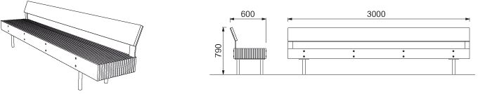 Lwd150 - banc connecté avec dossier - mmcité 1 a.S. - hauteur 790 mm - bois massif et pieds en acier_2