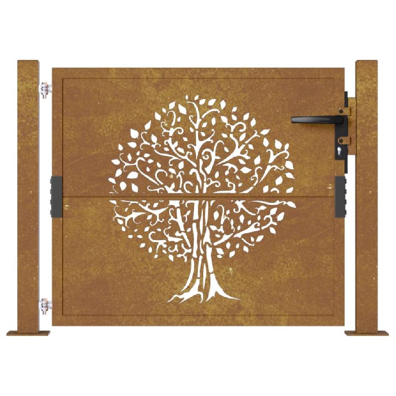 Vidaxl portail de jardin 105x80 cm acier corten conception de l'arbre 153160_2