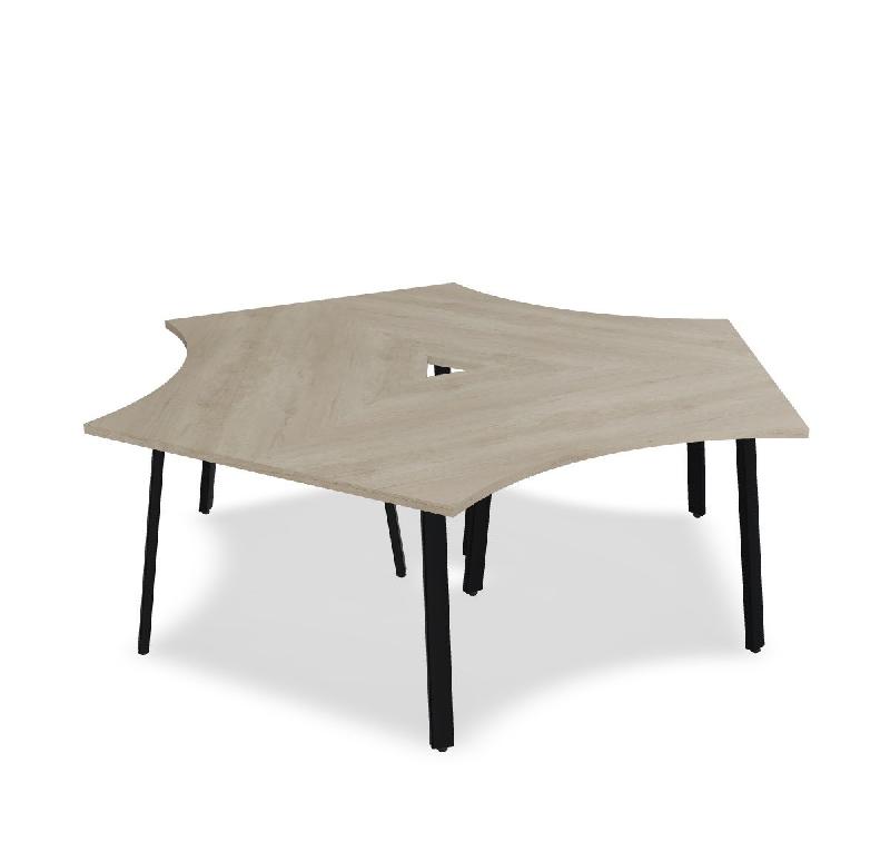 Bureau bench 3 personnes Ogi A - MDD. - Noir, Chêne naturel_2