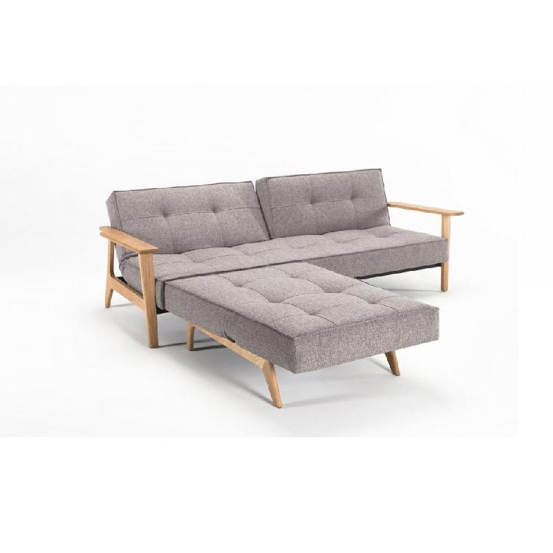 Innovation Living - Fauteuil design Splitback Frej Mixed Dance Grey convertible lit 90x115 cm avec accoudoirs en chêne clair_2
