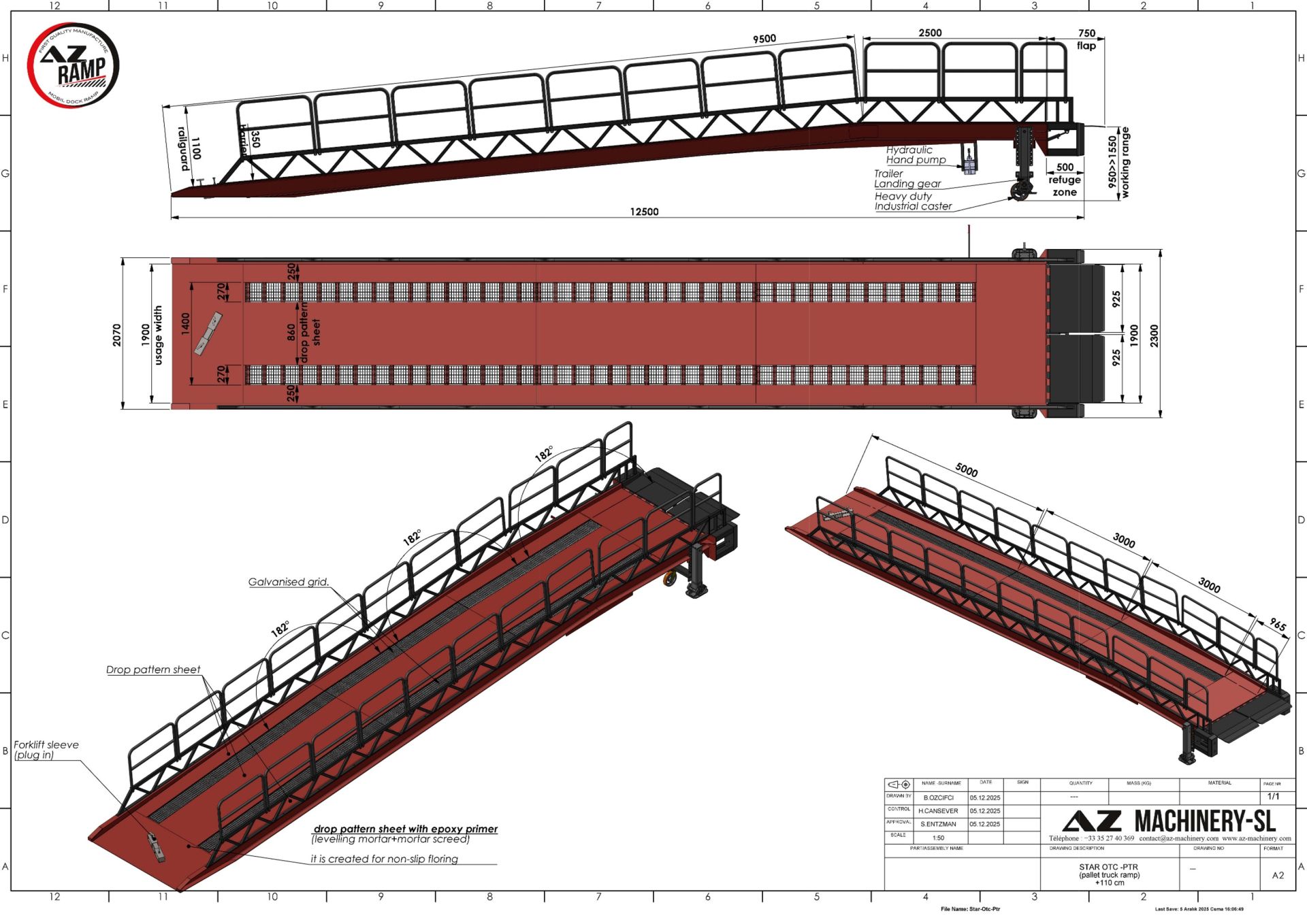 Rampe pour transpalettes et gerbeurs AZ RAMP STAR OTC Cat.1 - usage industriel et formation CACES_2