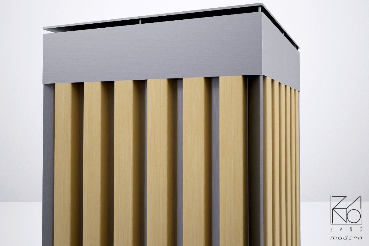 Poubelle publique Argo 03.066.Sn - Zano - 70L - Acier noir ou inoxydable et lattes en bois_2