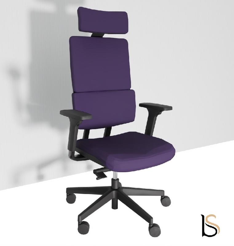 Fauteuil Manager Wi max dossier tissu - Sokoa - Violet, Piètement aluminium poli, Oui_2