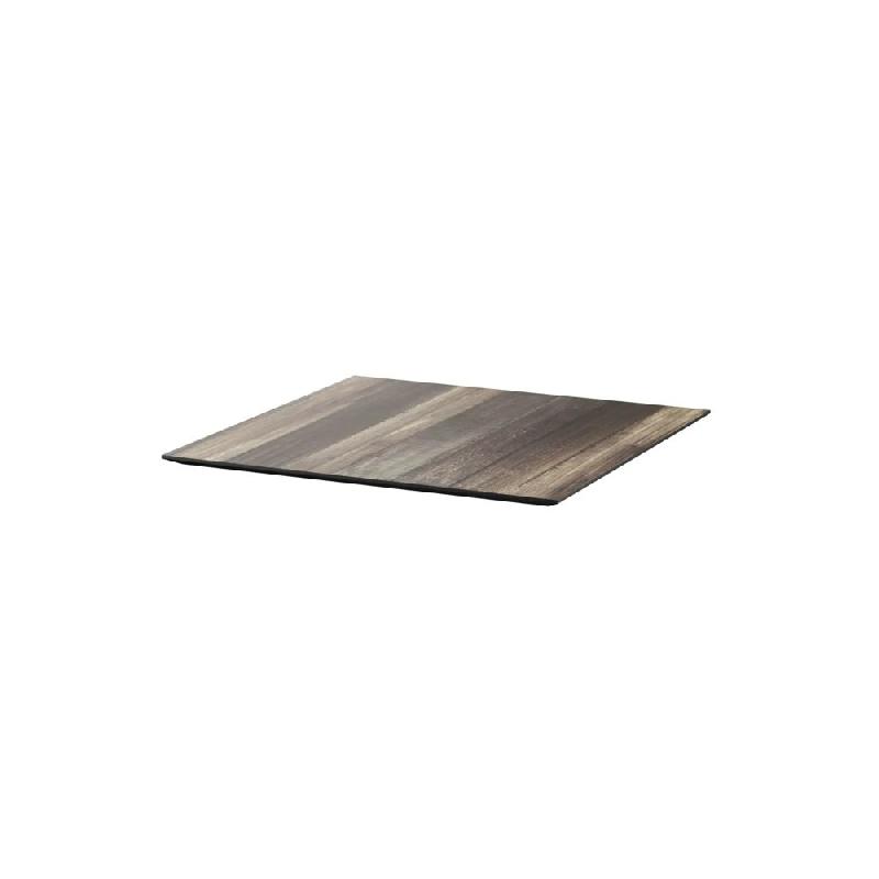Infinity mange-debout avec piètement blanc + plateau HPL Tropical Wood 70x70 cm_2