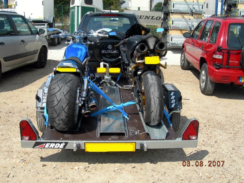 Remorque sans frein de fabrication française avec la structure châssis modulaire en acier galvanisé pour le transport de 2 moto - erde - ch 751 te2_2