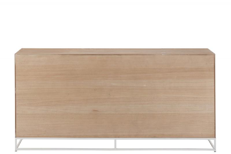 Buffet Mounie 4 portes - Motifs chevron naturel clair - Pieds métal blanc - Style industriel_2