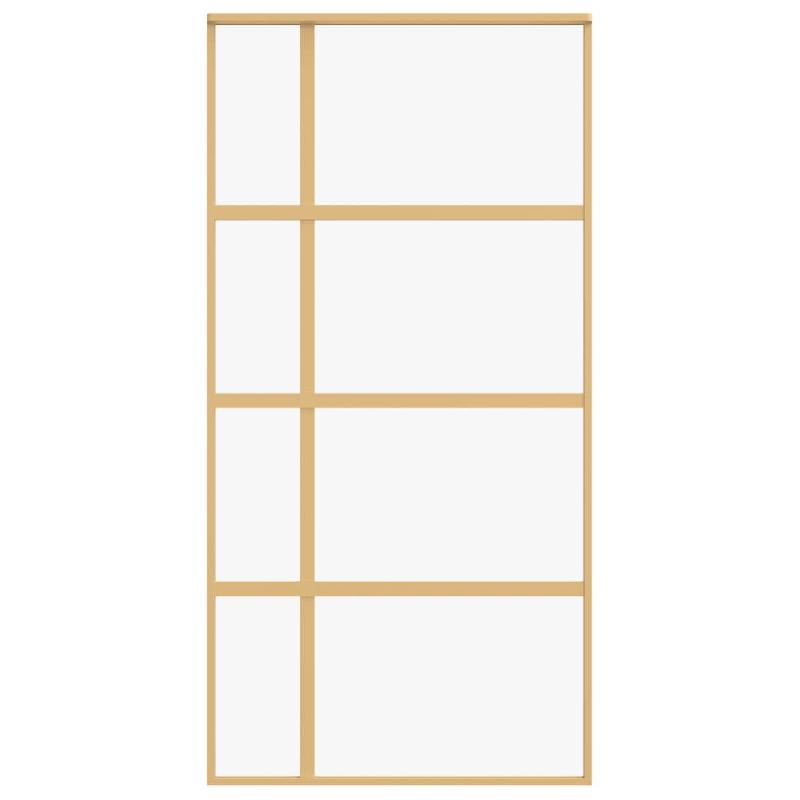 Vidaxl porte coulissante doré 102,5x205cm verre esg clair et aluminium 155192_2