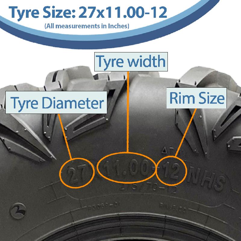 27x11.00-12 (275/70-12) 8ply ATV Tyre P0359 OBOR Cypress 76J Tubeless (Set of 2)_2