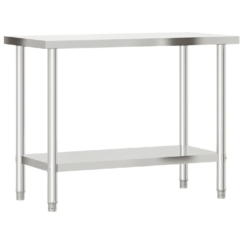 Vidaxl table de travail de cuisine avec étagère 110x55x120 cm inox 3208895_2