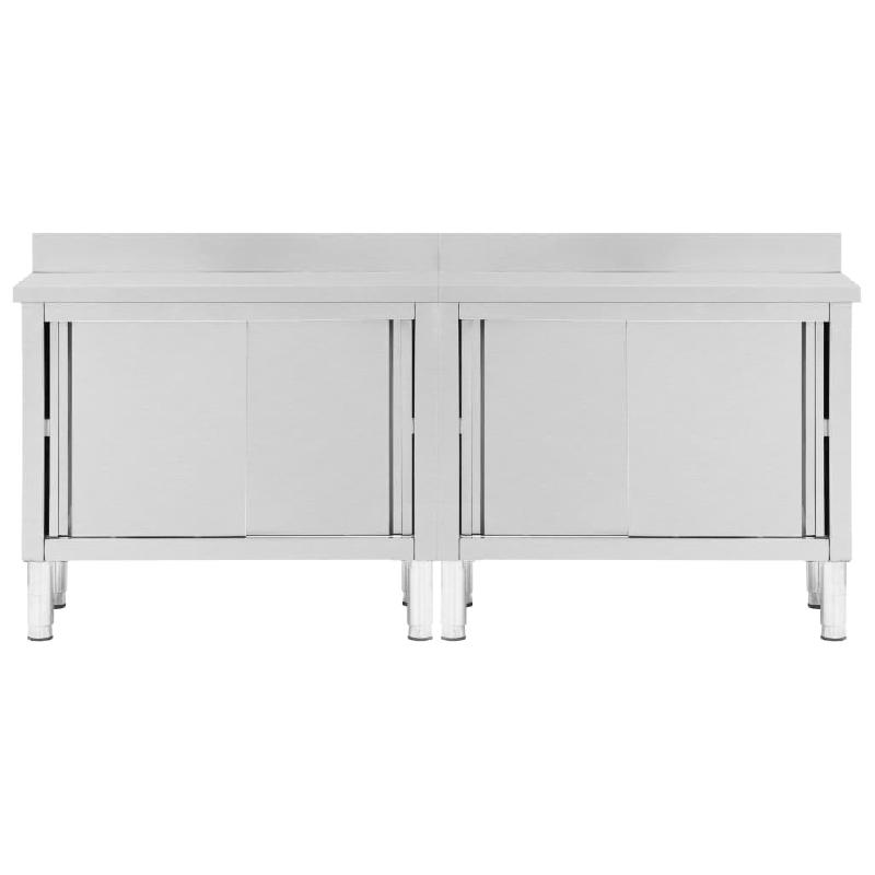 Vidaxl tables avec portes coulissantes 2 pcs 200x50x(95-97) cm inox 3055902_2
