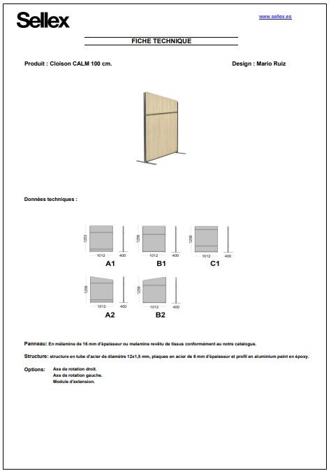 Calm - Cloisons mobiles - Sellex S.A.U. - 100 cm de largeur - 126 cm de hauteur_2