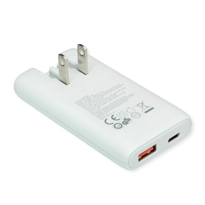 VALUE Chargeur USB, 2 ports type A+C, 65W, prise euro / US_2