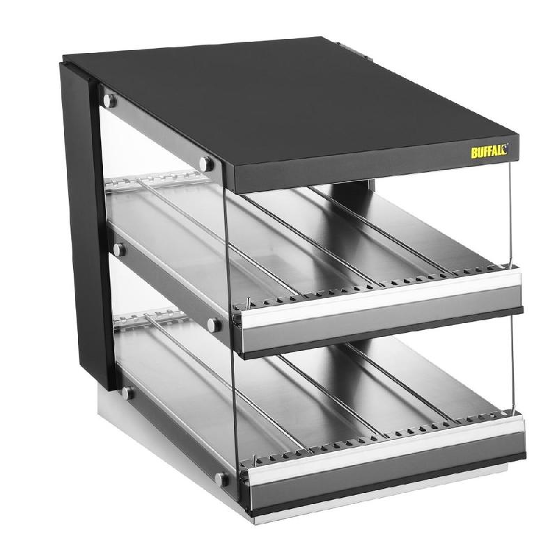 Vitrine chauffante inclinée à glissière 2 étagères - Buffalo - HW925_2