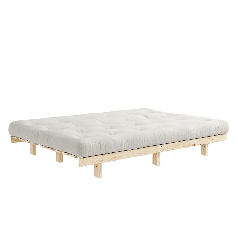 Banquette convertible futon LEAN - Pin massif naturel - Couchage 130x190 cm - Matelas futon capitonné_2