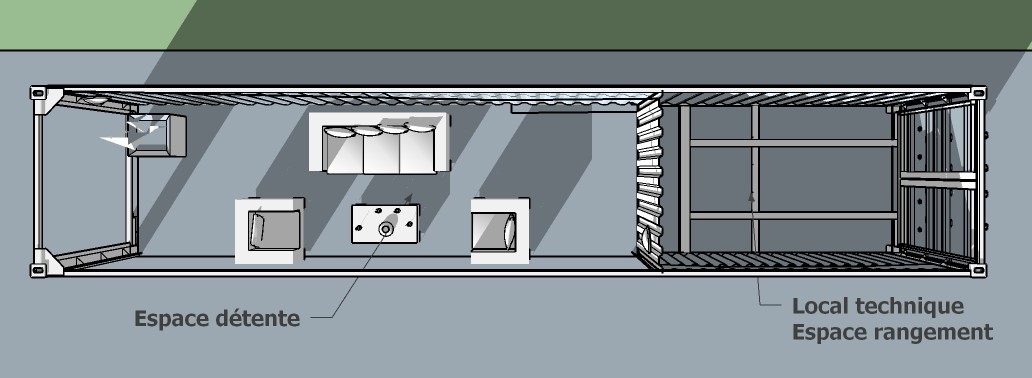Pool house Kub 2 - espace terrasse et stockage pour local technique piscine - container 40 pieds contemporain_2