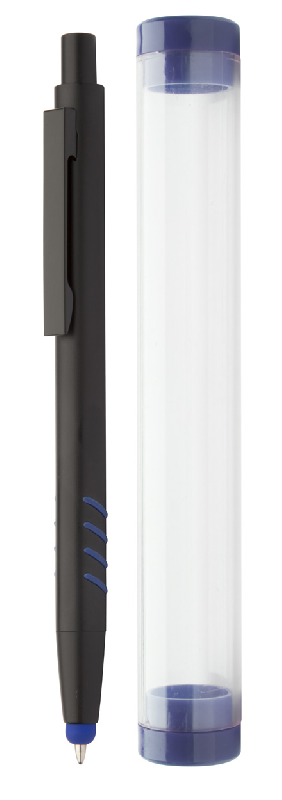 Stylo à bille stylet en aluminium - grip, embout caoutchouc, gravure colorée - encre bleue_2