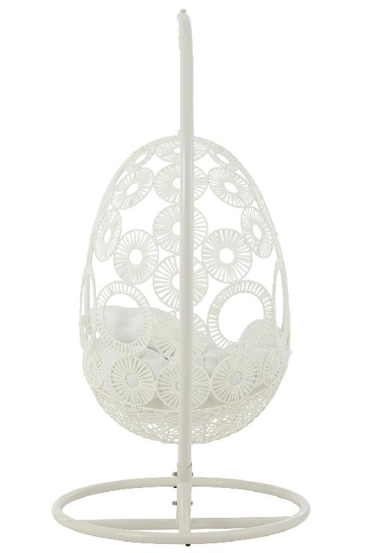 Fauteuil suspendu VANA - Aluminium et roseau blanc - Intérieur/extérieur - Bohème chic - Capacité 125 kg_2