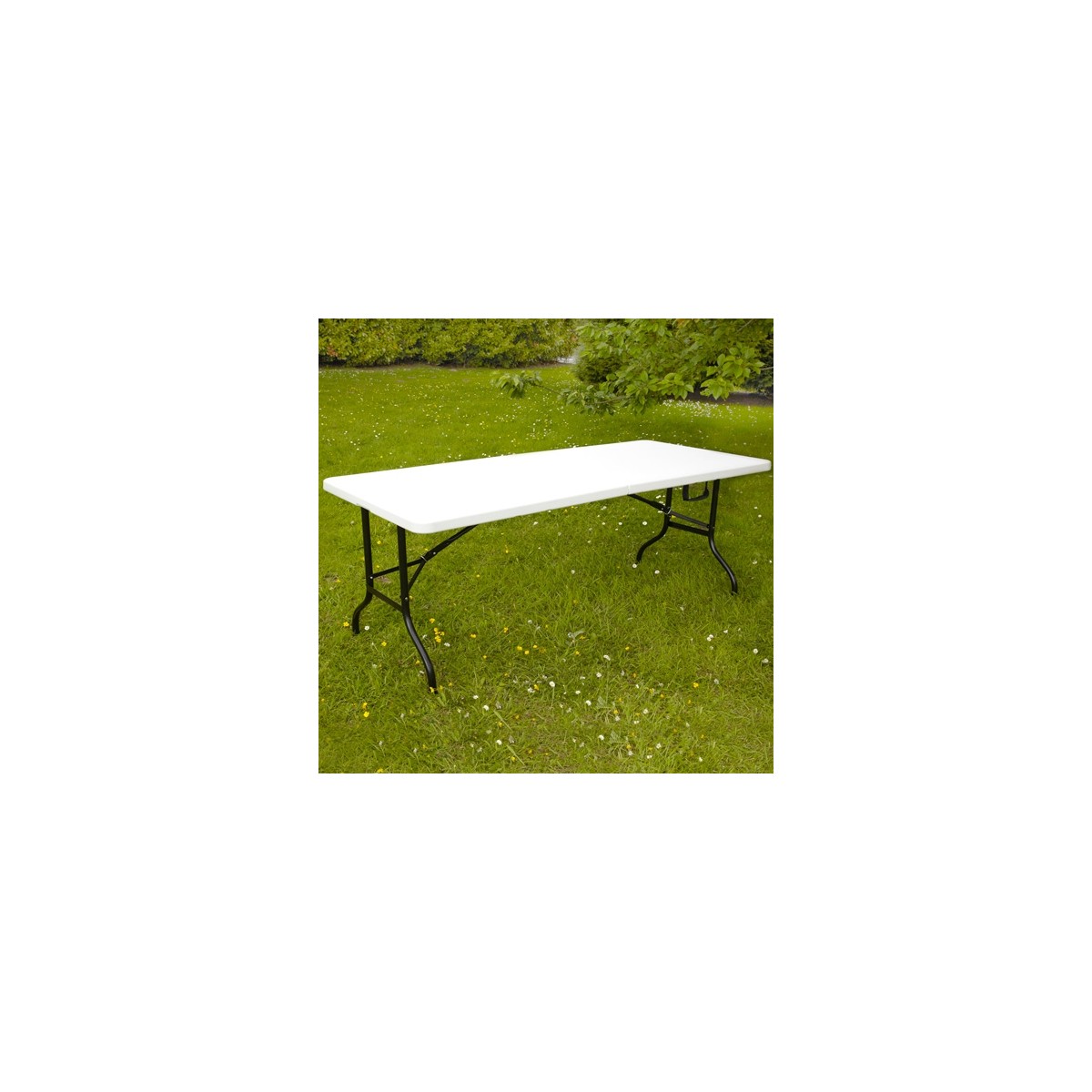 Lot de 5 tables pliantes 244 cm - usage intérieur/extérieur - structure acier époxy et plateau PEHD_2