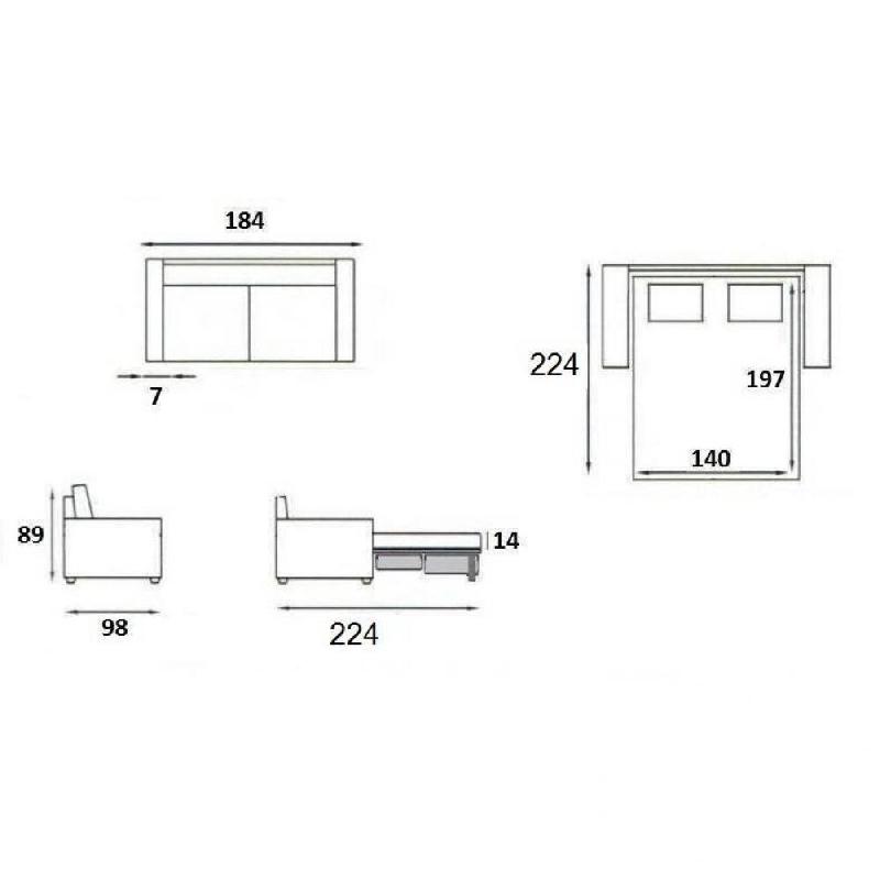 Canapé convertible NORWAY 140 cm - Matelas 16 cm - Système express - Sommier à lattes RENATONISI - Tweed jaune melon_2