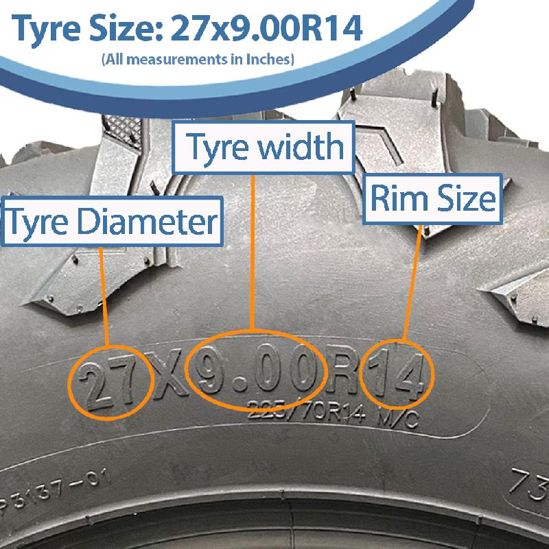 27x9.00R14 (225/70R14) ATV Tyre 8ply P3137 OBOR Outslope 73J E-Marked Road Legal_2